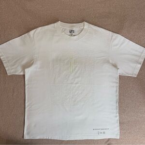 Billie Eilish x Uniqlo White Short-Sleeve Graphic Tee with Subtle Lime Accent